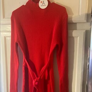 Ana Dress Red Ribbed Knit Dress